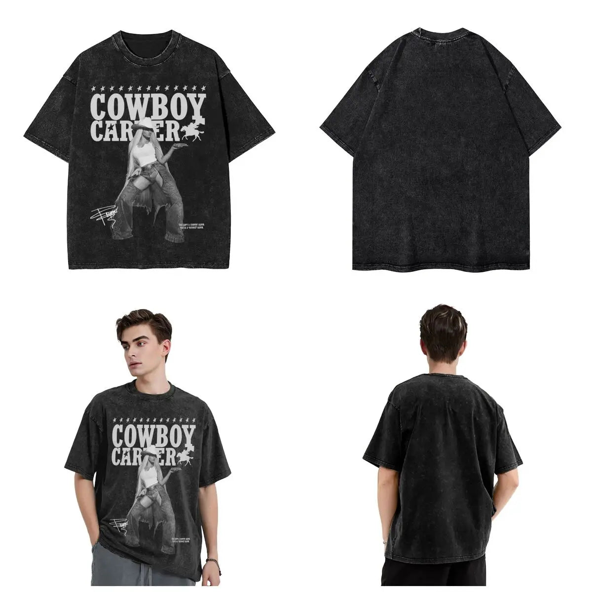 Cowboy Carter Tour – Camiseta Streetwear Beyoncé Unissex em Algodão