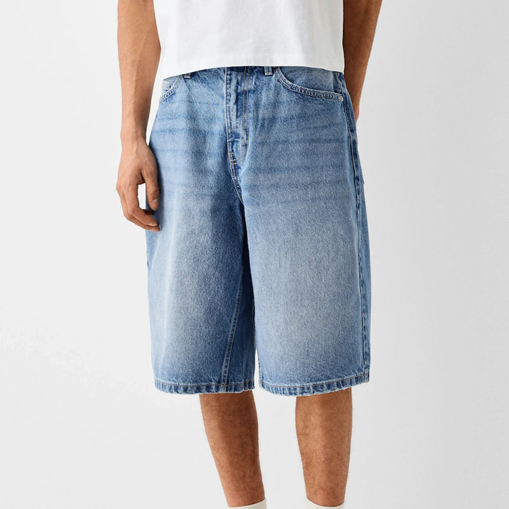Bermuda Jeans Baggy Masculina Estilo Vintage Y2K Streetwear