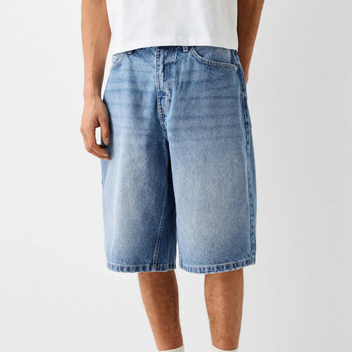 Bermuda Jeans Baggy Masculina Estilo Vintage Y2K Streetwear