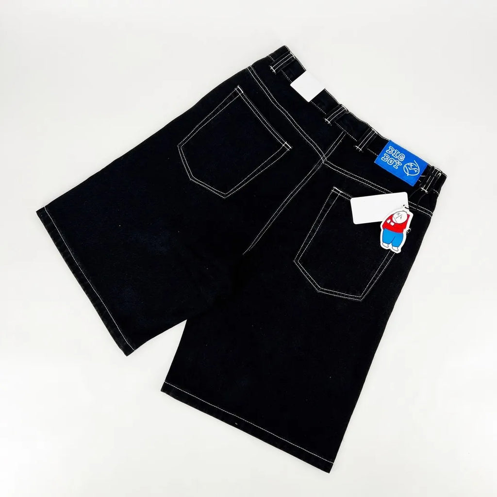 Bermuda Jeans Streetwear Y2K Oversized com Bordado Hip Hop