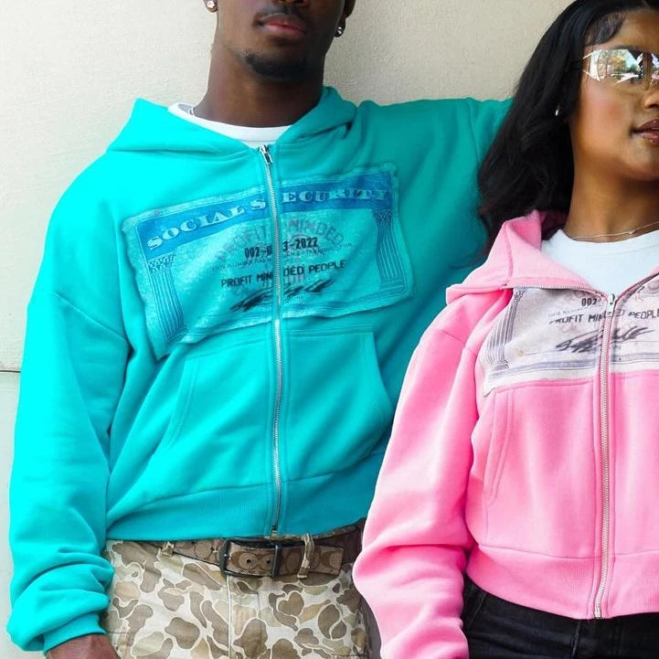 Casaco Zíper Oversized Streetwear Estampa Dinheiro Americano
